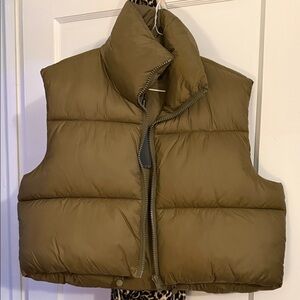 Women's Olive Puffer Vest